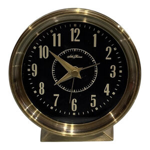 Seth Thomas Brass Finish Analog Alarm Clock Quartz Black Dial Retro PARTS